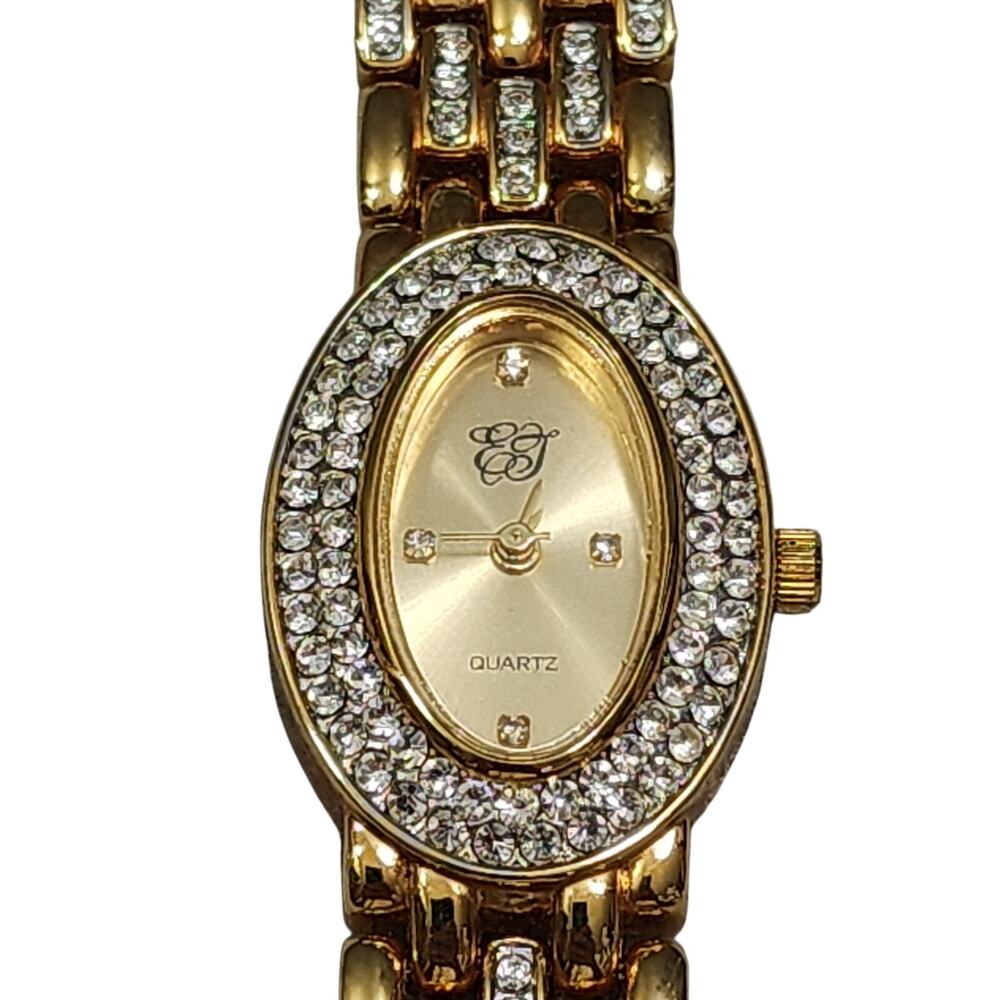 Elizabeth Taylor White Diamonds Quartz Watch GT Crystal Accent Bezel Link Band